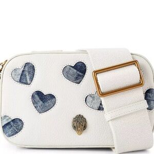 Kurt Geiger Winter White and Blue Denim Heart Crossbody Bag